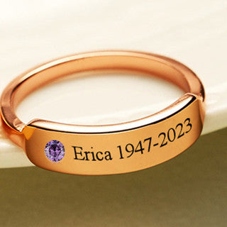 S925 Personalized Birthstone Name Memorial Ring