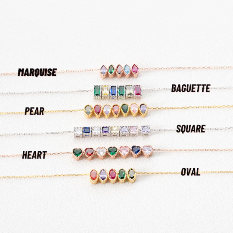 Optional Birthstone Shape Birthstone Necklace