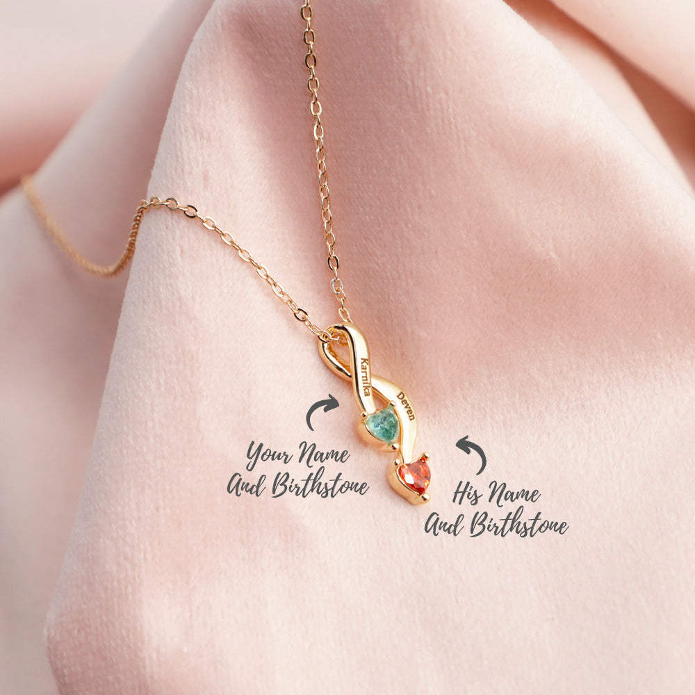 Customed Names Necklace With Birthstone