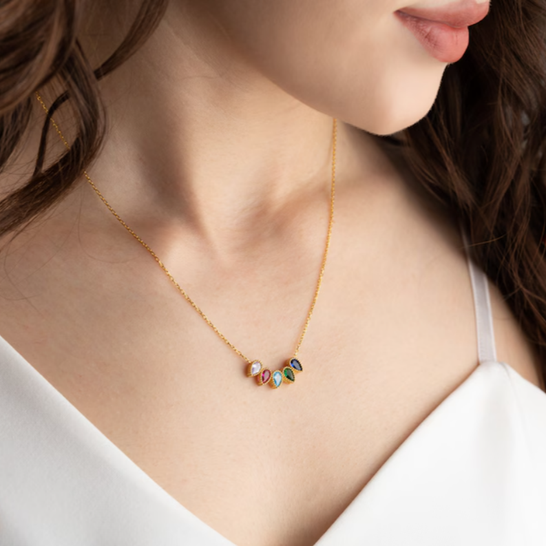 Optional Birthstone Shape Birthstone Necklace