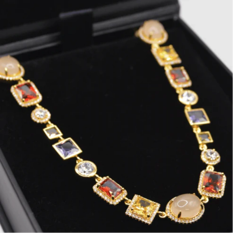 18K Gold AAA Cubic Zirconia Gemstone Necklace