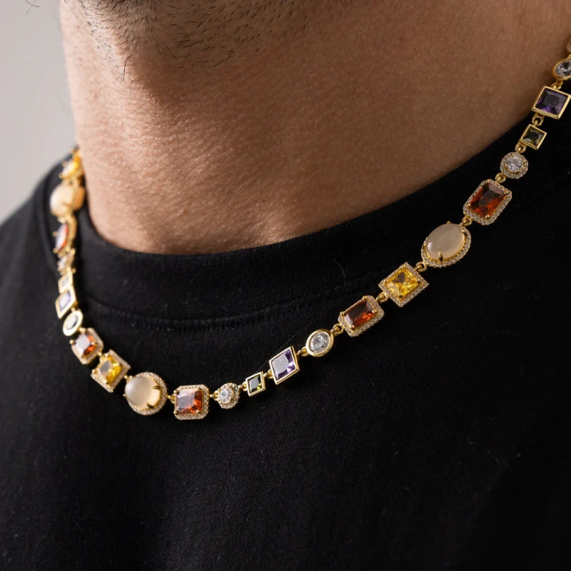 18K Gold AAA Cubic Zirconia Gemstone Necklace