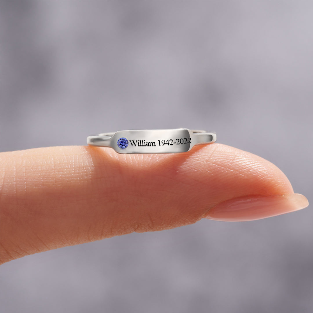 S925 Personalized Birthstone Name Memorial Ring