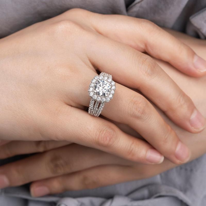 3-Row Design S925 Sterling Silver Pavé Ring