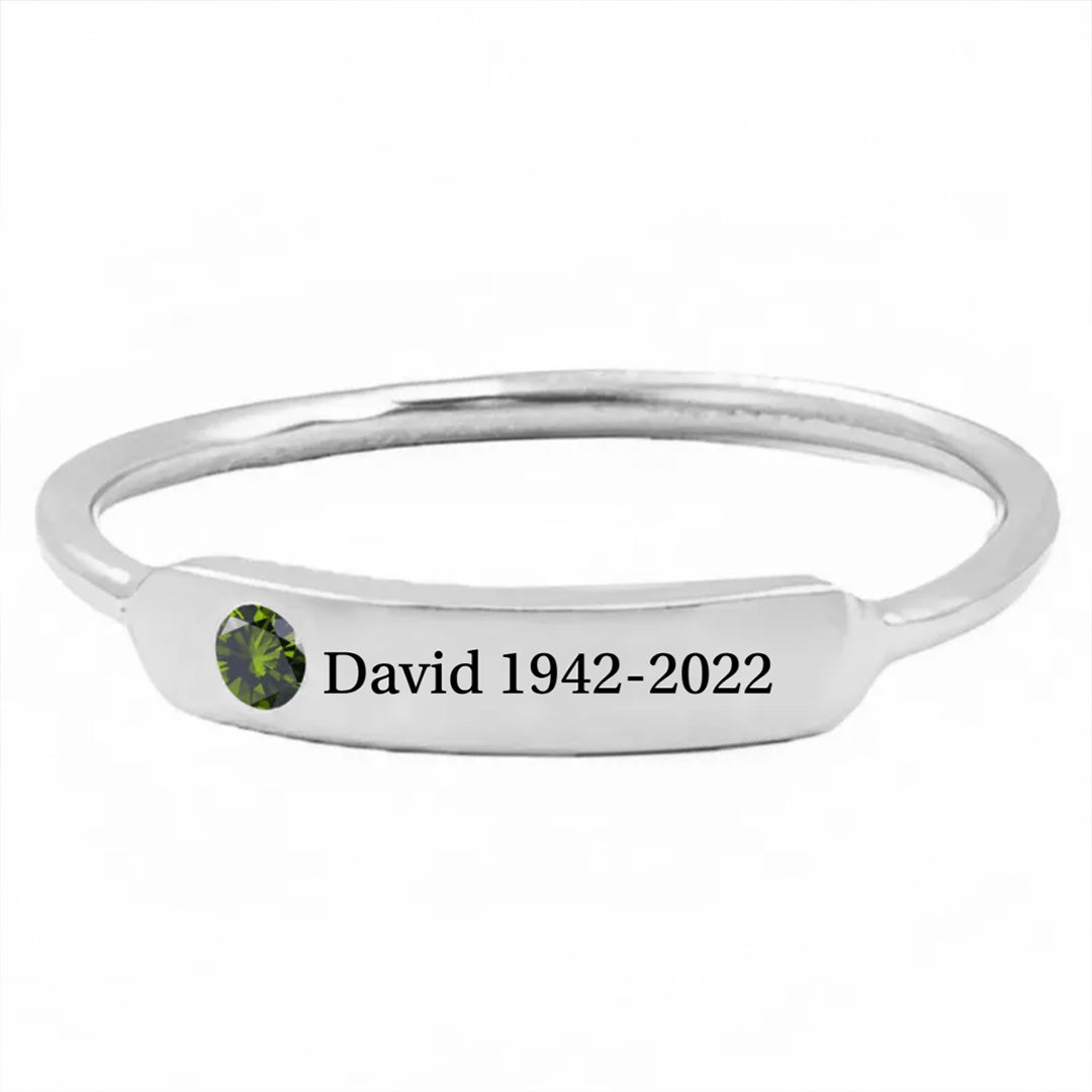 S925 Personalized Birthstone Name Memorial Ring