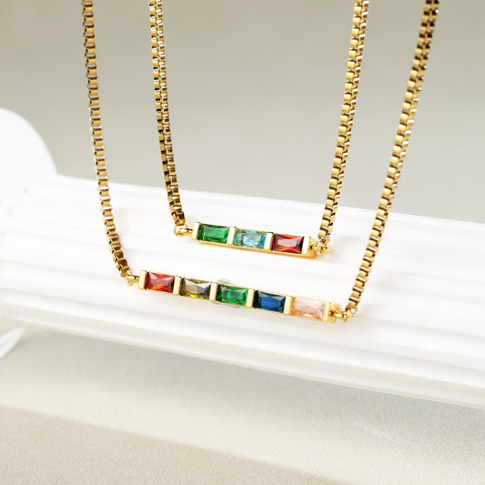 Baguette Birthstone Necklace