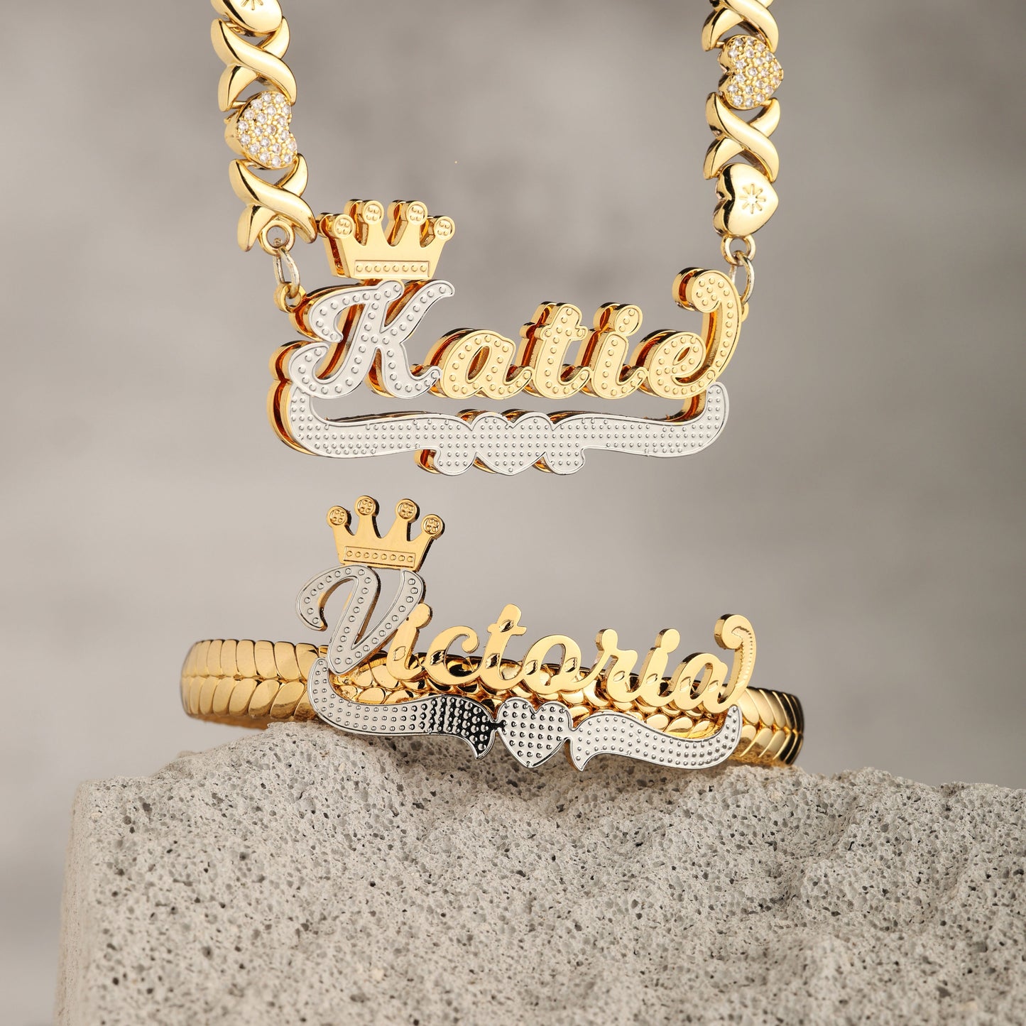 Crown Heart Custom Name Bracelet and Necklace🎁