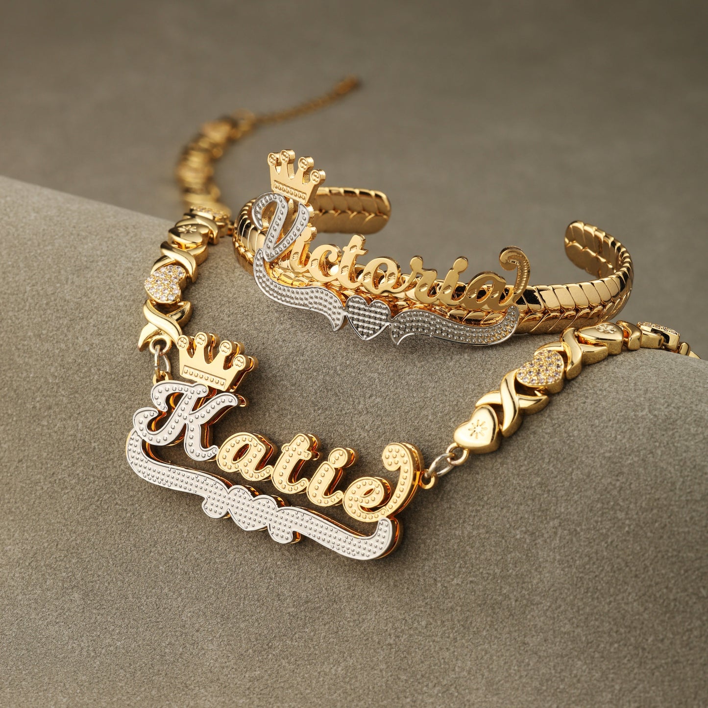 Crown Heart Custom Name Bracelet and Necklace🎁