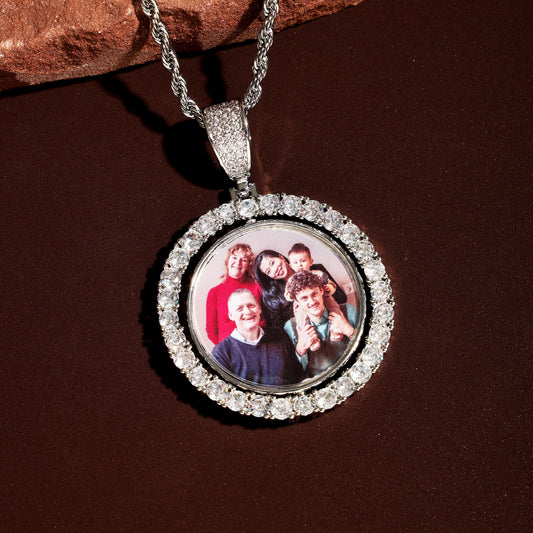 3D Circle Custom Rotating Double Side Picture Pendant