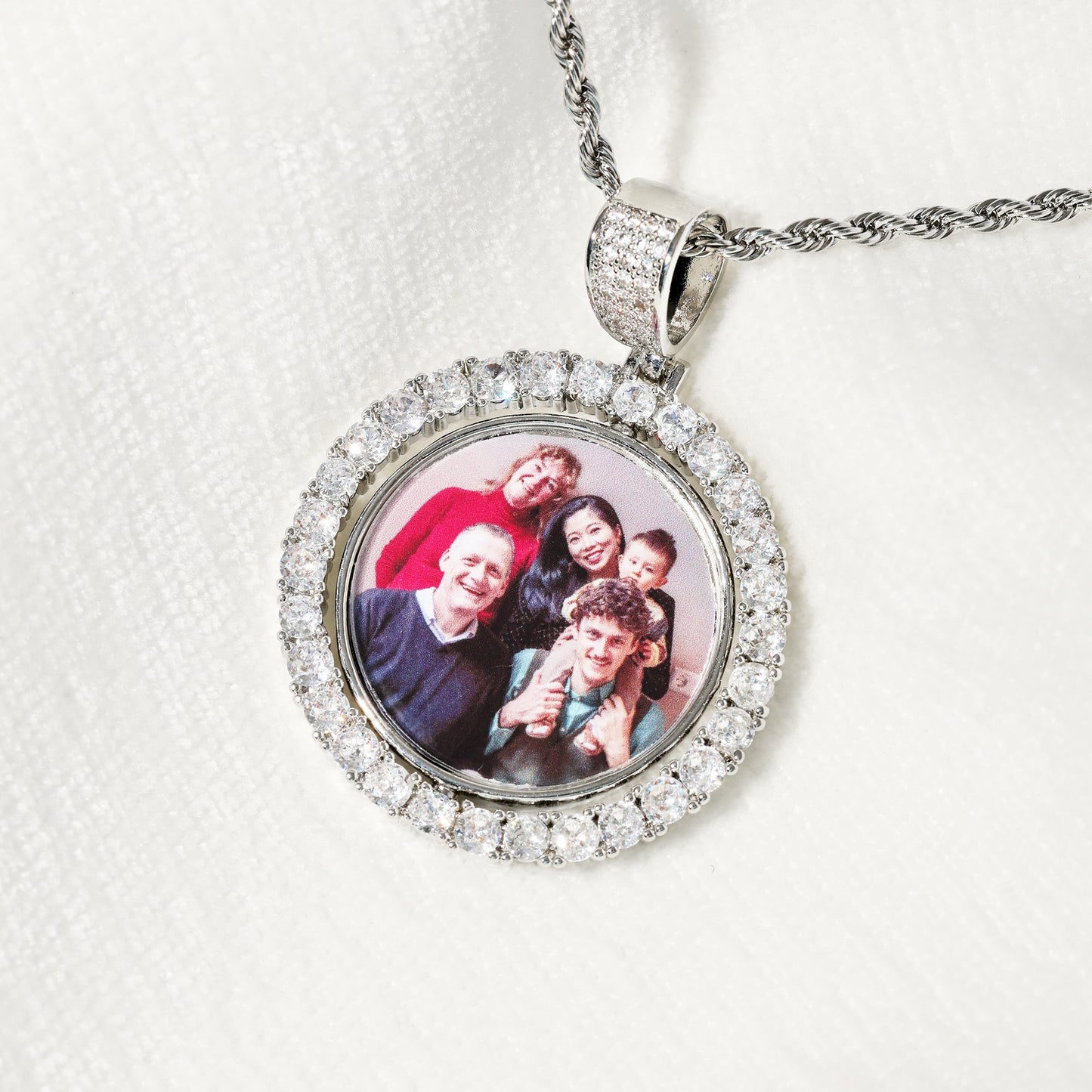 3D Circle Custom Rotating Double Side Picture Pendant