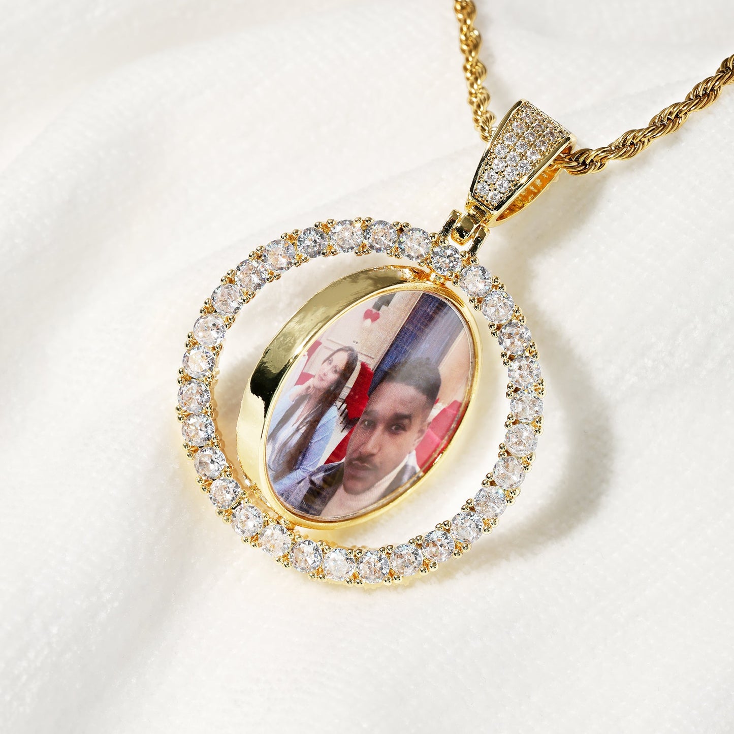 3D Circle Custom Rotating Double Side Picture Pendant