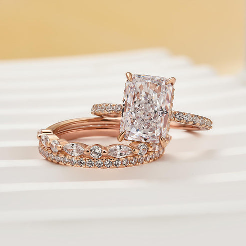 Noble Radiant Cut 3 Pieces Ring Set