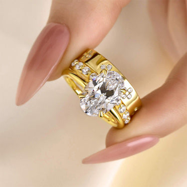 Elegant Oval Cut 3 Piece Ring Set