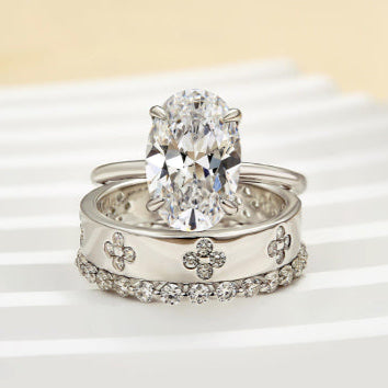 Elegant Oval Cut 3 Piece Ring Set