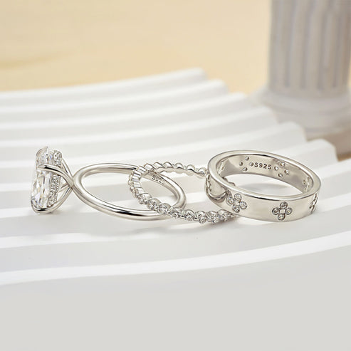 Elegant Oval Cut 3 Piece Ring Set