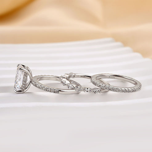 Noble Radiant Cut 3 Pieces Ring Set