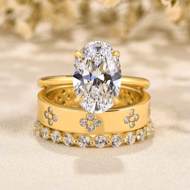 Elegant Oval Cut 3 Piece Ring Set