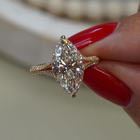 Exquisite Split Shank Marquise Cut Ring