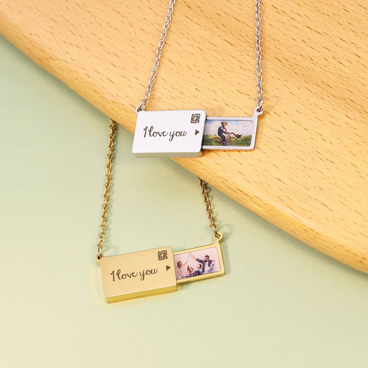 Custom Love Message Stamp Drawer Photo Necklace