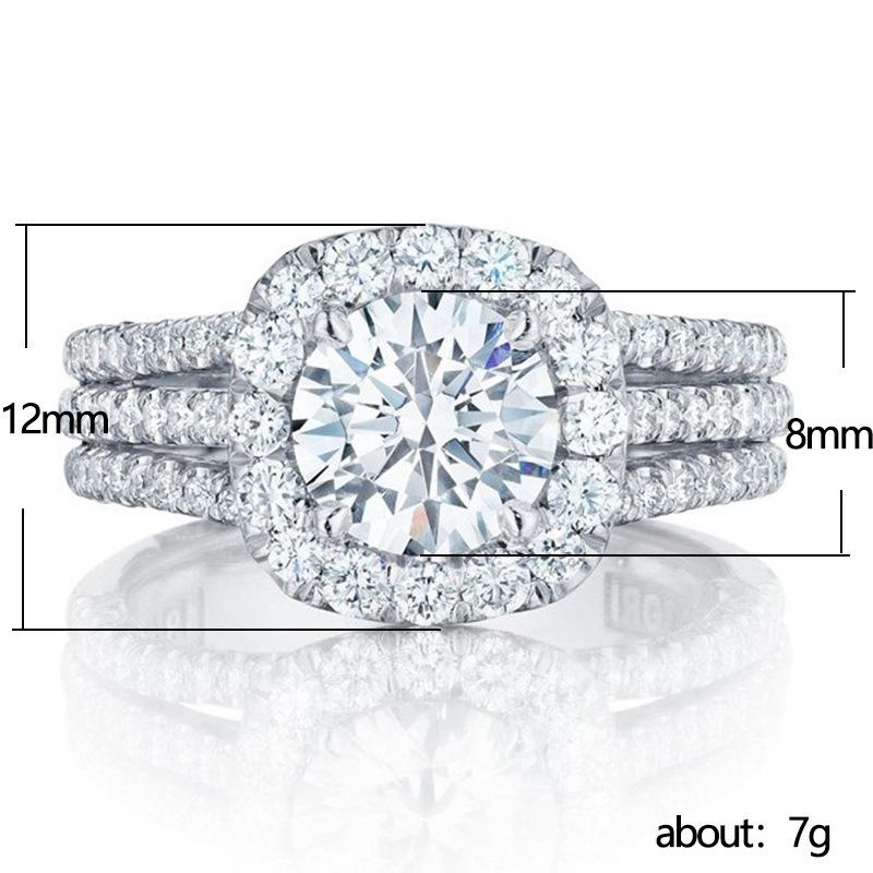 3-Row Design S925 Sterling Silver Pavé Ring