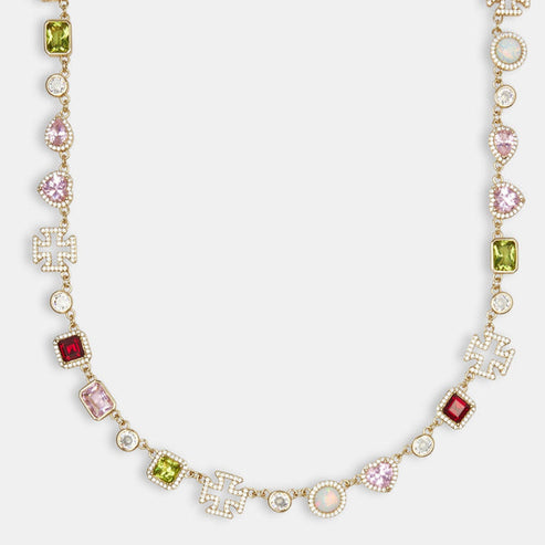 Pink Heart Multi Gem Necklace