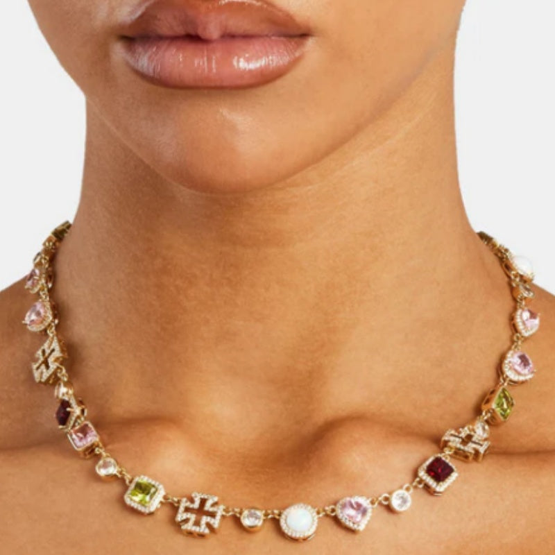 Pink Heart Multi Gem Necklace