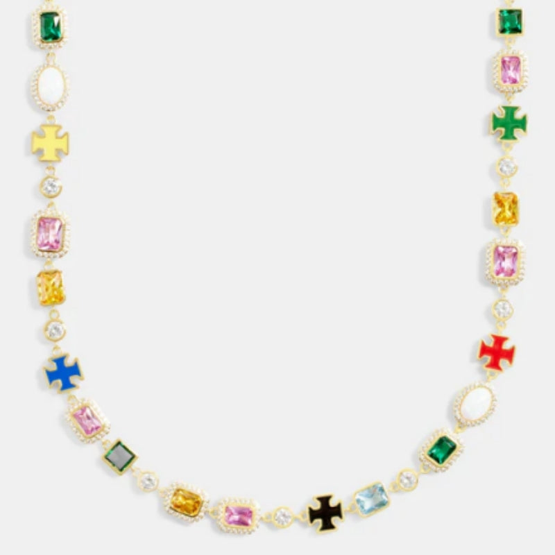 Multi Gemstone Motif Necklace