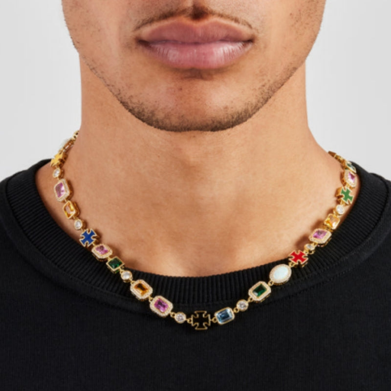 Multi Gemstone Motif Necklace