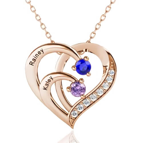 Customed Sterling Heart Birthstone Necklace❤️