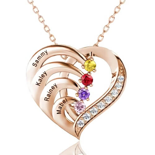 Customed Sterling Heart Birthstone Necklace❤️